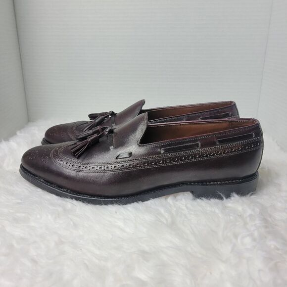 Allen Edmonds Manchester Mens Tassel Loafer 9.5 D Burdundy Calfskin Dress Shoes - Picture 3 of 10